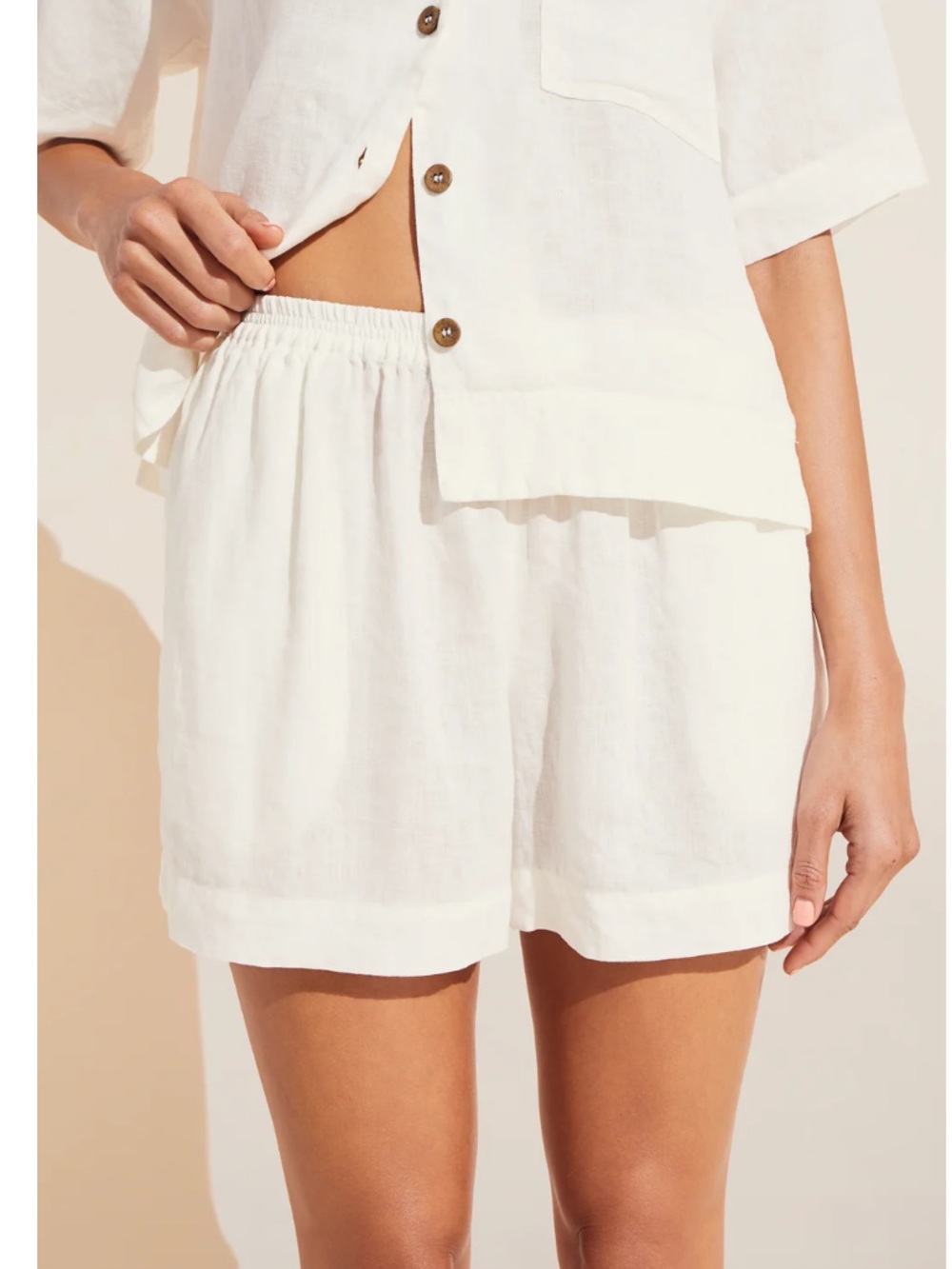 Eberjey Garment Dyed Linen shorts white size small